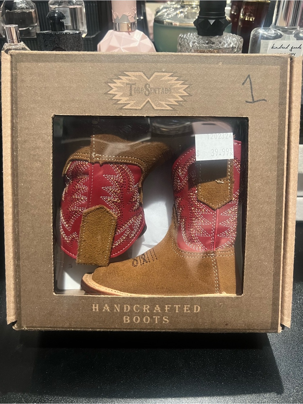 Handcrafted Kids Western Boots - Brown & Red